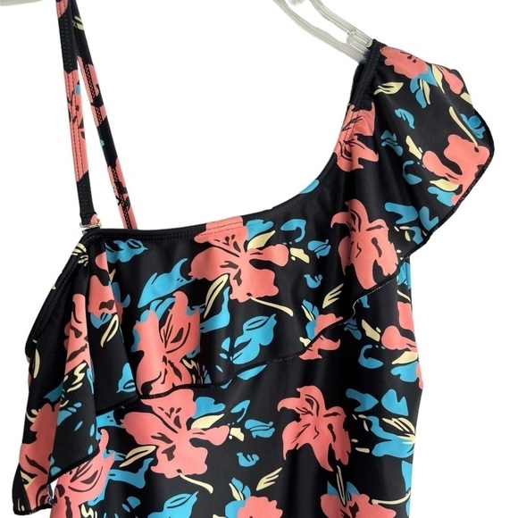 Summer Mae Womens Sz Large One Shoulder Ruffle Swimsuit Tummy Control One-Piece - Picture 8 of 13
